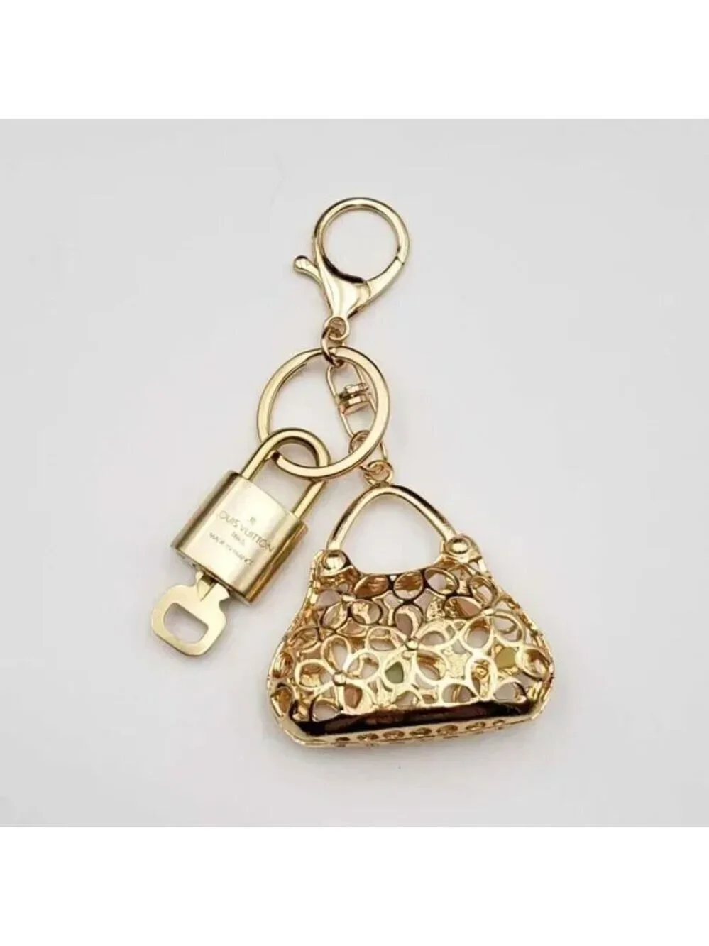 Authentic Louis Vuitton Gold Padlock 🔒 Key Set w/ Unbranded Bag Charm
